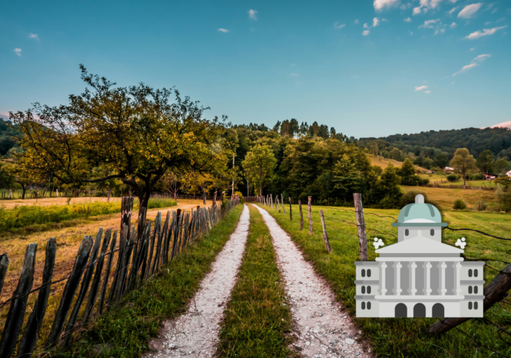 Landschaft mit Weg und Bäumen